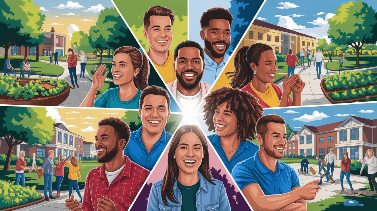 A conceptual illustration representing Benefits and Community Impact. Visualize the main ideas: . Creative but clear representation of the concept. Style: photorealistic. high quality, detailed, professional, clean composition, good lighting, sharp focus, well-composed. high quality, professional, detailed, well-composed