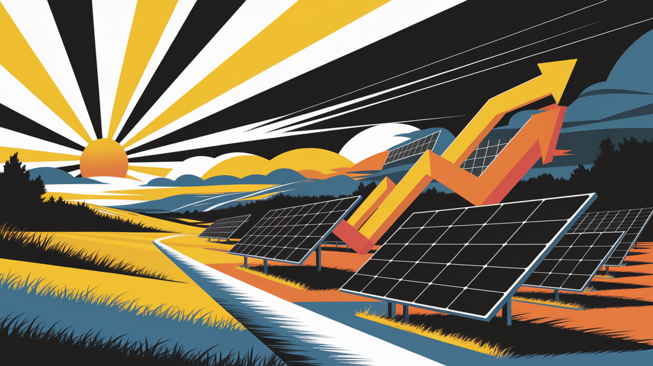 A conceptual illustration representing Chasing the Sun: Why Tilt Angle and Tracking Strategies Matter. Visualize the main ideas: . Creative but clear representation of the concept. Style: Visual Theme: Clean, modern aesthetic with high contrast and vibrant energy. Emphasize the intersect. high quality, detailed, professional, clean composition, good lighting, sharp focus, well-composed. high quality, professional, detailed, well-composed