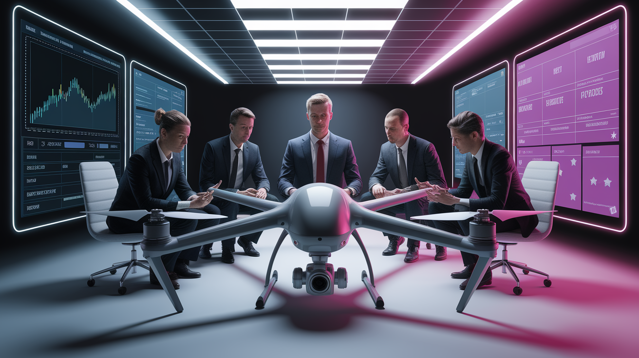 A conceptual illustration representing Conducting a Privacy Impact Assessment for Drones. Visualize the main ideas: . Creative but clear representation of the concept. Style: photorealistic. high quality, detailed, professional, clean composition, good lighting, sharp focus, well-composed. high quality, professional, detailed, well-composed