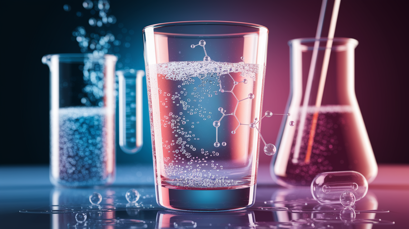 A conceptual illustration representing The Chemistry Behind the Fizz. Visualize the main ideas: . Creative but clear representation of the concept. Style: photorealistic. high quality, detailed, professional, clean composition, good lighting, sharp focus, well-composed. high quality, professional, detailed, well-composed