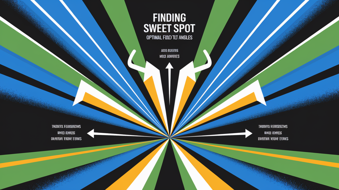 A conceptual illustration representing Finding the Sweet Spot: Optimal Fixed Tilt Angles. Visualize the main ideas: . Creative but clear representation of the concept. Style: Visual Theme: Clean, modern aesthetic with high contrast and vibrant energy. Emphasize the intersect. high quality, detailed, professional, clean composition, good lighting, sharp focus, well-composed. high quality, professional, detailed, well-composed