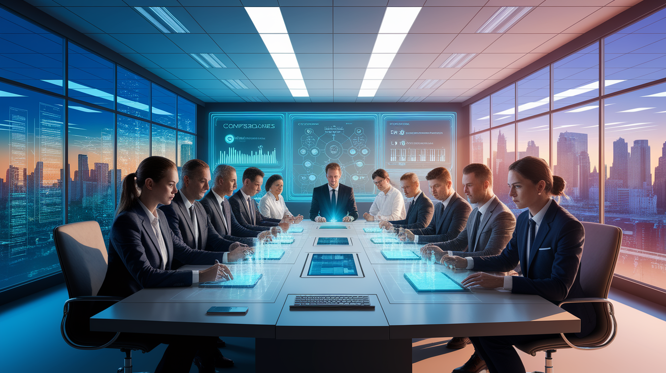 A conceptual illustration representing Implementing Compliance Procedures. Visualize the main ideas: . Creative but clear representation of the concept. Style: photorealistic. high quality, detailed, professional, clean composition, good lighting, sharp focus, well-composed. high quality, professional, detailed, well-composed