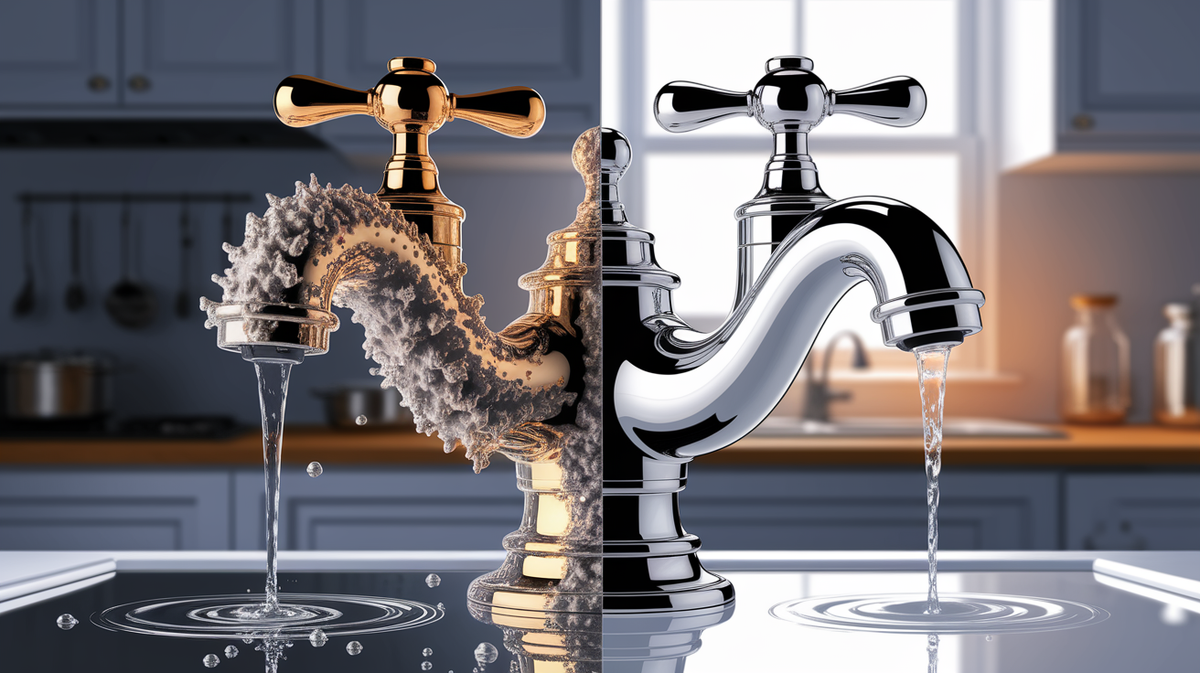 A conceptual illustration representing The Hard Truth Behind Limescale. Visualize the main ideas: . Creative but clear representation of the concept. Style: photorealistic. high quality, detailed, professional, clean composition, good lighting, sharp focus, well-composed. high quality, professional, detailed, well-composed