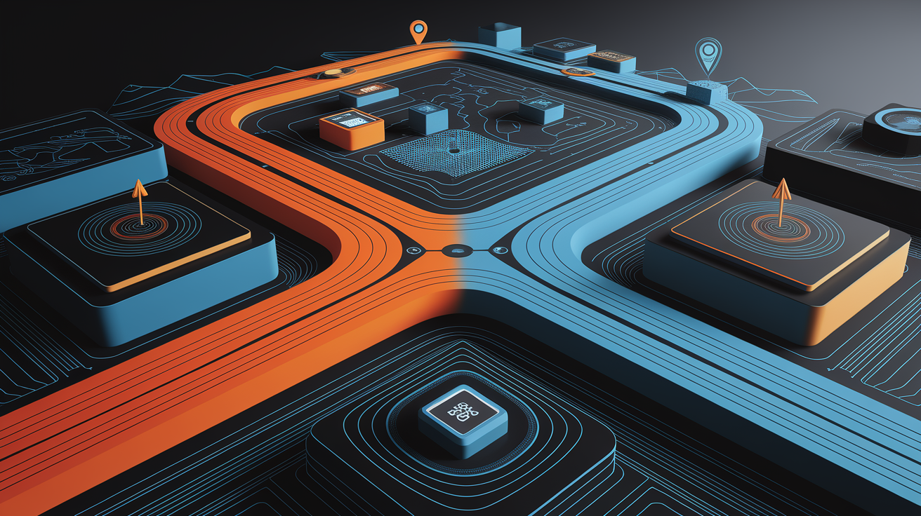 A conceptual illustration representing Site Selection and Mounting Strategies. Visualize the main ideas: . Creative but clear representation of the concept. Style: Visual Theme: Clean, modern aesthetic with high contrast and vibrant energy. Emphasize the intersect. high quality, detailed, professional, clean composition, good lighting, sharp focus, well-composed. high quality, professional, detailed, well-composed