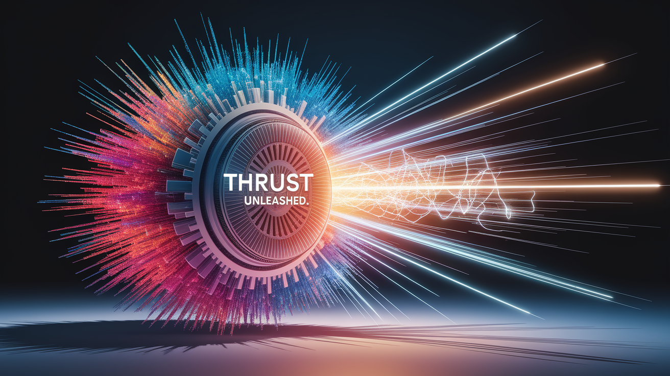 A conceptual illustration representing Thrust Unleashed: Your Quick Answer. Visualize the main ideas: . Creative but clear representation of the concept. Style: photorealistic. high quality, detailed, professional, clean composition, good lighting, sharp focus, well-composed. high quality, professional, detailed, well-composed