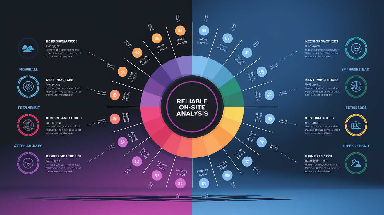 A clean, professional data visualization or infographic related to Best Practices for Reliable On-Site Analysis. Include elements like charts, graphs, or statistical representations. Focus on . Style: Visual Theme: Clean, modern aesthetic with high contrast and vibrant energy. Emphasize the intersect. high quality, detailed, professional, clean composition, good lighting, sharp focus, well-composed. high quality, professional, detailed, well-composed