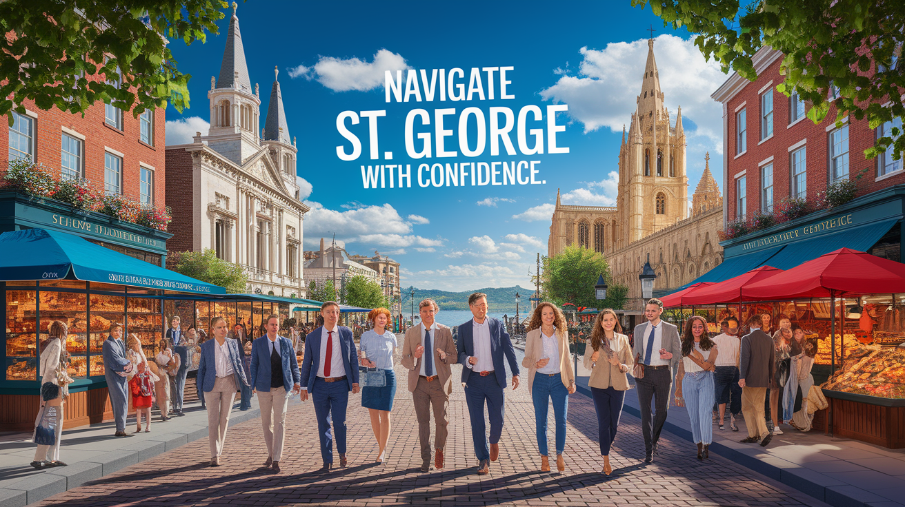 A conceptual illustration representing Introduction â€“ Navigate St. George with Confidence. Visualize the main ideas: . Creative but clear representation of the concept. Style: photorealistic. high quality, detailed, professional, clean composition, good lighting, sharp focus, well-composed. high quality, professional, detailed, well-composed
