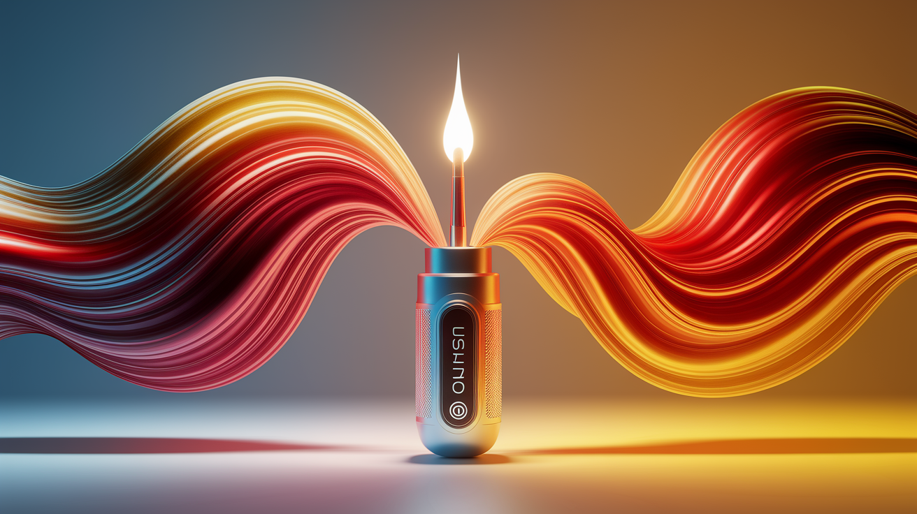 A conceptual illustration representing Igniting Your Thermocouple Temperature Journey. Visualize the main ideas: . Creative but clear representation of the concept. Style: photorealistic. high quality, detailed, professional, clean composition, good lighting, sharp focus, well-composed. high quality, professional, detailed, well-composed