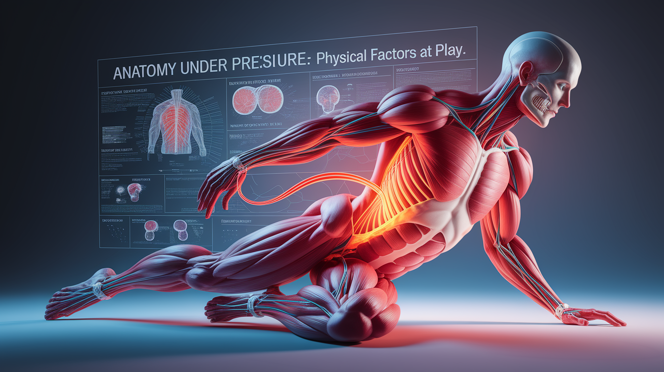 A conceptual illustration representing Anatomy Under Pressure: Physical Factors at Play. Visualize the main ideas: . Creative but clear representation of the concept. Style: photorealistic. high quality, detailed, professional, clean composition, good lighting, sharp focus, well-composed. high quality, professional, detailed, well-composed