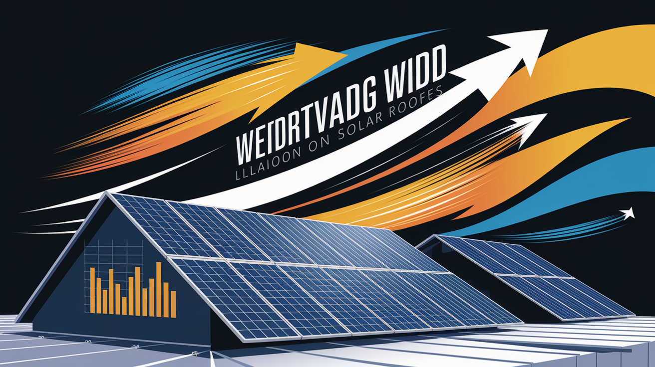 A conceptual illustration representing Understanding Wind Loads on Solar Roofs. Visualize the main ideas: . Creative but clear representation of the concept. Style: Visual Theme: Clean, modern aesthetic with high contrast and vibrant energy. Emphasize the intersect. high quality, detailed, professional, clean composition, good lighting, sharp focus, well-composed. high quality, professional, detailed, well-composed
