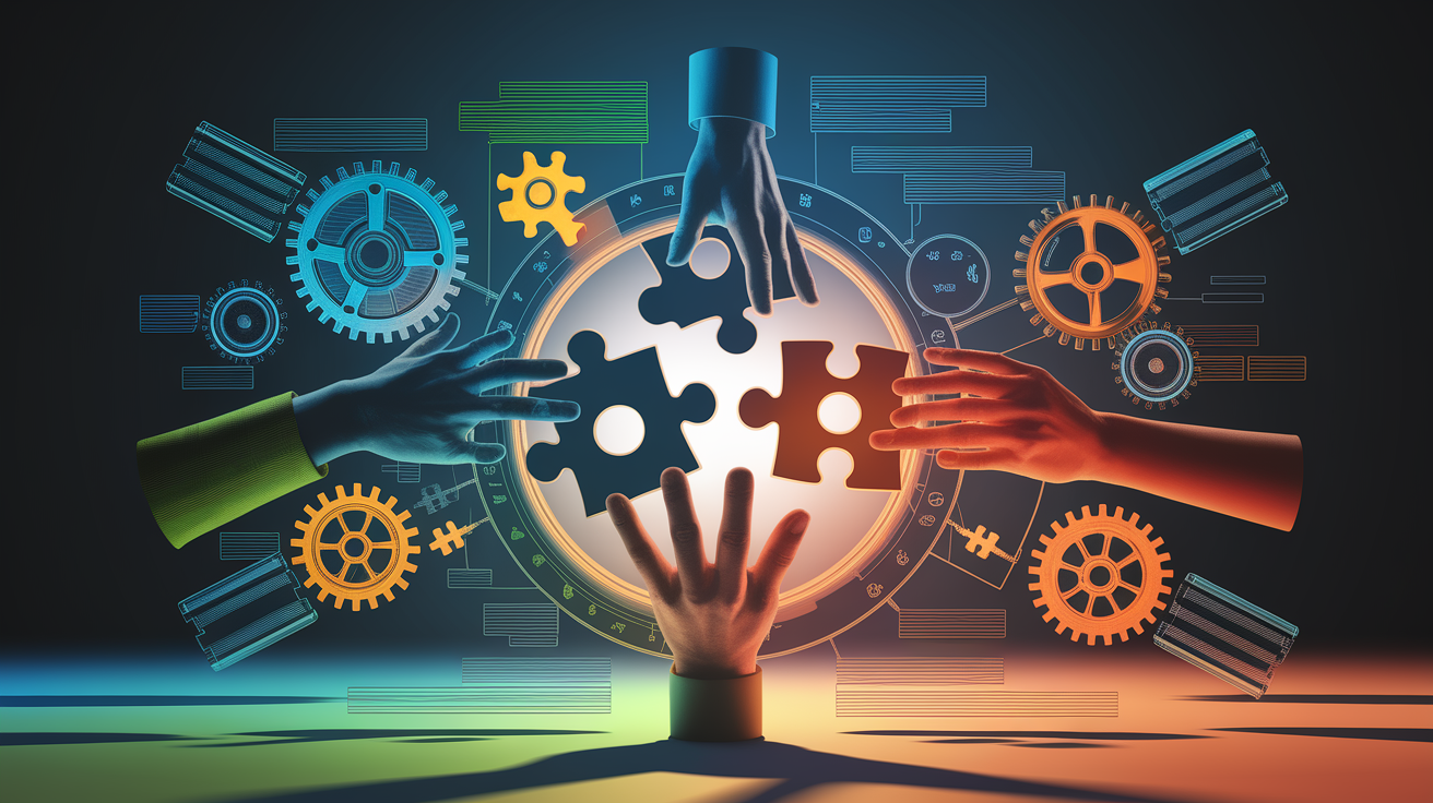 A conceptual illustration representing Key Integration Approaches. Visualize the main ideas: . Creative but clear representation of the concept. Style: photorealistic. high quality, detailed, professional, clean composition, good lighting, sharp focus, well-composed. high quality, professional, detailed, well-composed