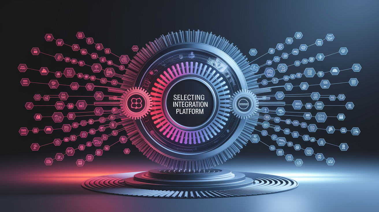 A conceptual illustration representing Selecting the Right Integration Platform. Visualize the main ideas: . Creative but clear representation of the concept. Style: photorealistic. high quality, detailed, professional, clean composition, good lighting, sharp focus, well-composed. high quality, professional, detailed, well-composed