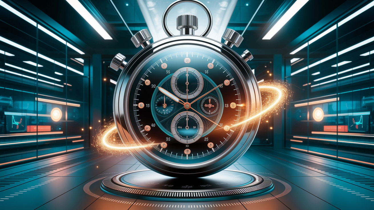 A conceptual illustration representing Opening the Atomic Stopwatch. Visualize the main ideas: . Creative but clear representation of the concept. Style: photorealistic. high quality, detailed, professional, clean composition, good lighting, sharp focus, well-composed. high quality, professional, detailed, well-composed