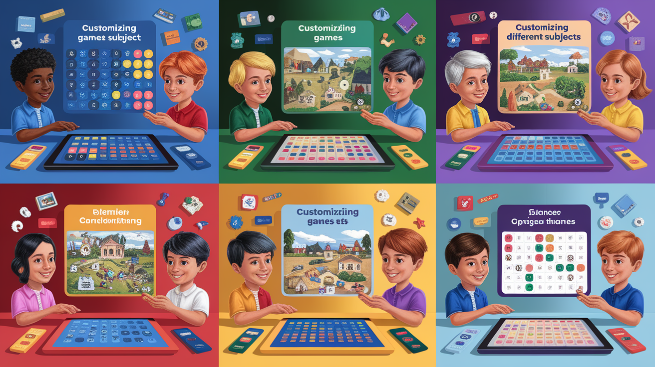 A conceptual illustration representing Customizing Games for Different Subjects. Visualize the main ideas: . Creative but clear representation of the concept. Style: photorealistic. high quality, detailed, professional, clean composition, good lighting, sharp focus, well-composed. high quality, professional, detailed, well-composed