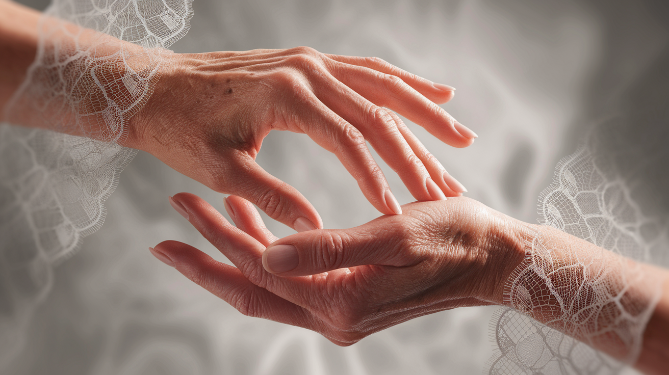 A conceptual illustration representing Timeâ€™s Toll: Age-Related Discoloration. Visualize the main ideas: . Creative but clear representation of the concept. Style: photorealistic. high quality, detailed, professional, clean composition, good lighting, sharp focus, well-composed. high quality, professional, detailed, well-composed