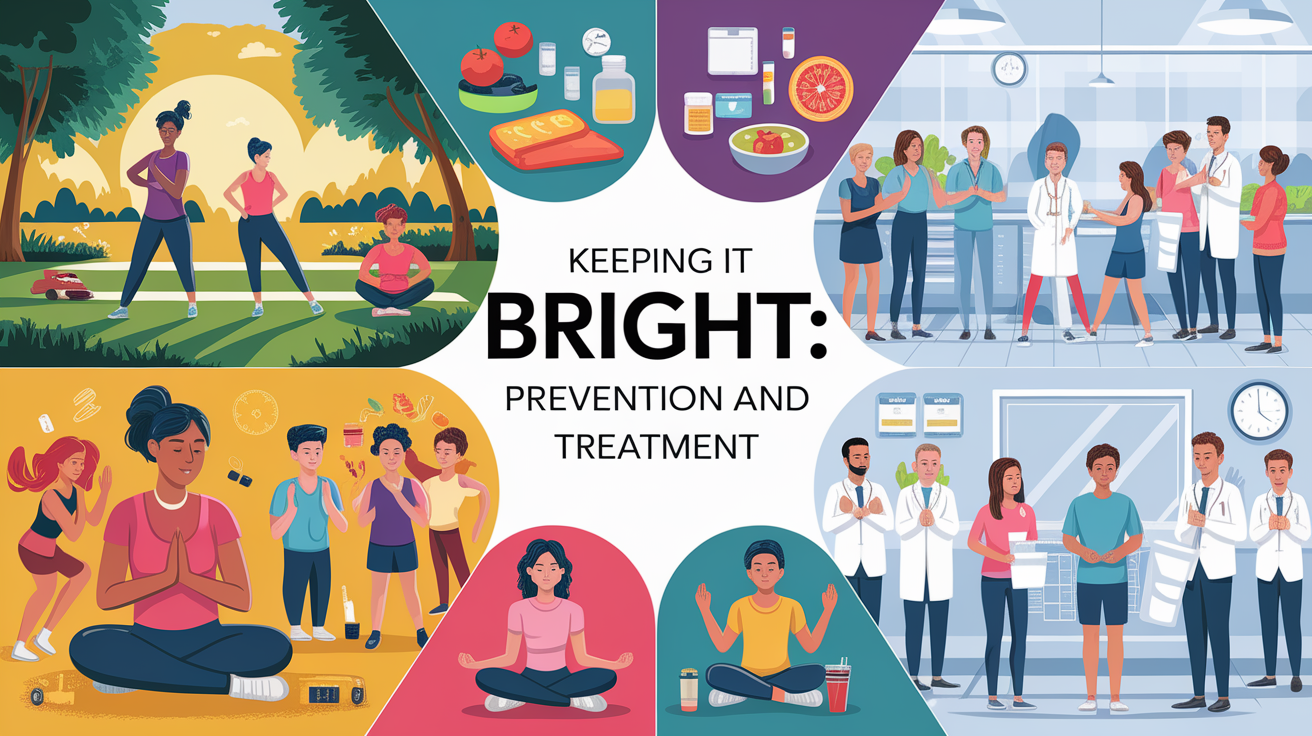 A conceptual illustration representing Keeping It Bright: Prevention and Treatment. Visualize the main ideas: . Creative but clear representation of the concept. Style: photorealistic. high quality, detailed, professional, clean composition, good lighting, sharp focus, well-composed. high quality, professional, detailed, well-composed