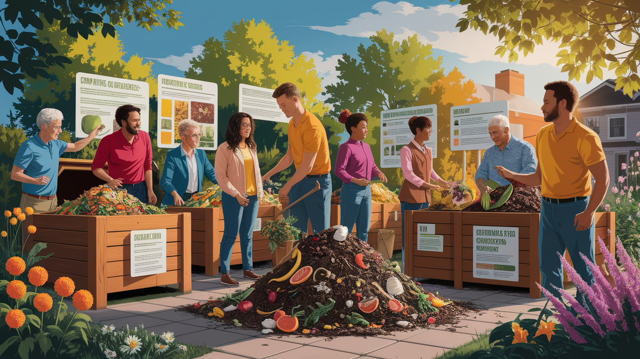 A conceptual illustration representing Tackling Composting Roadblocks. Visualize the main ideas: . Creative but clear representation of the concept. Style: photorealistic. high quality, detailed, professional, clean composition, good lighting, sharp focus, well-composed. high quality, professional, detailed, well-composed