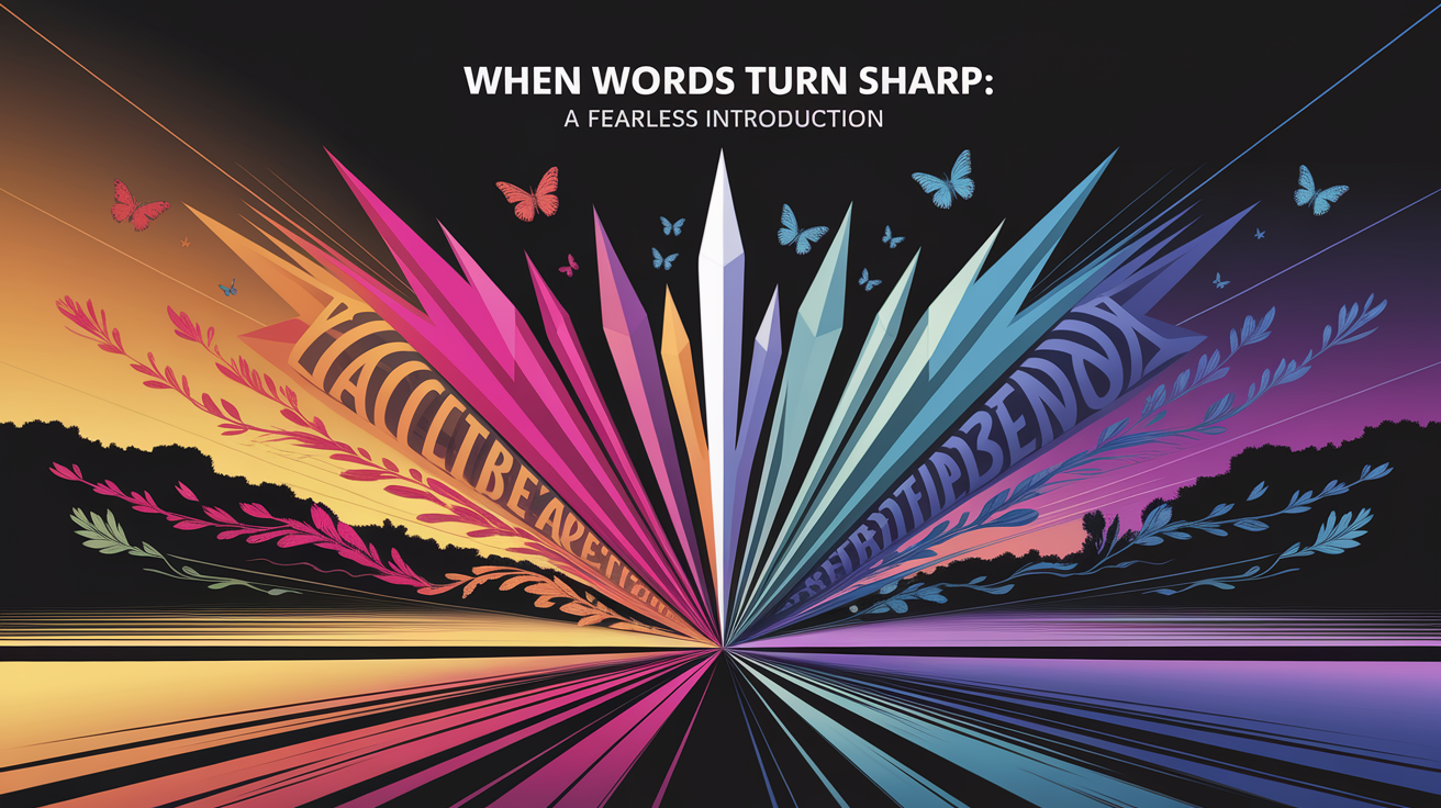 A conceptual illustration representing When Words Turn Sharp: A Fearless Introduction. Visualize the main ideas: . Creative but clear representation of the concept. Style: photorealistic. high quality, detailed, professional, clean composition, good lighting, sharp focus, well-composed. high quality, professional, detailed, well-composed