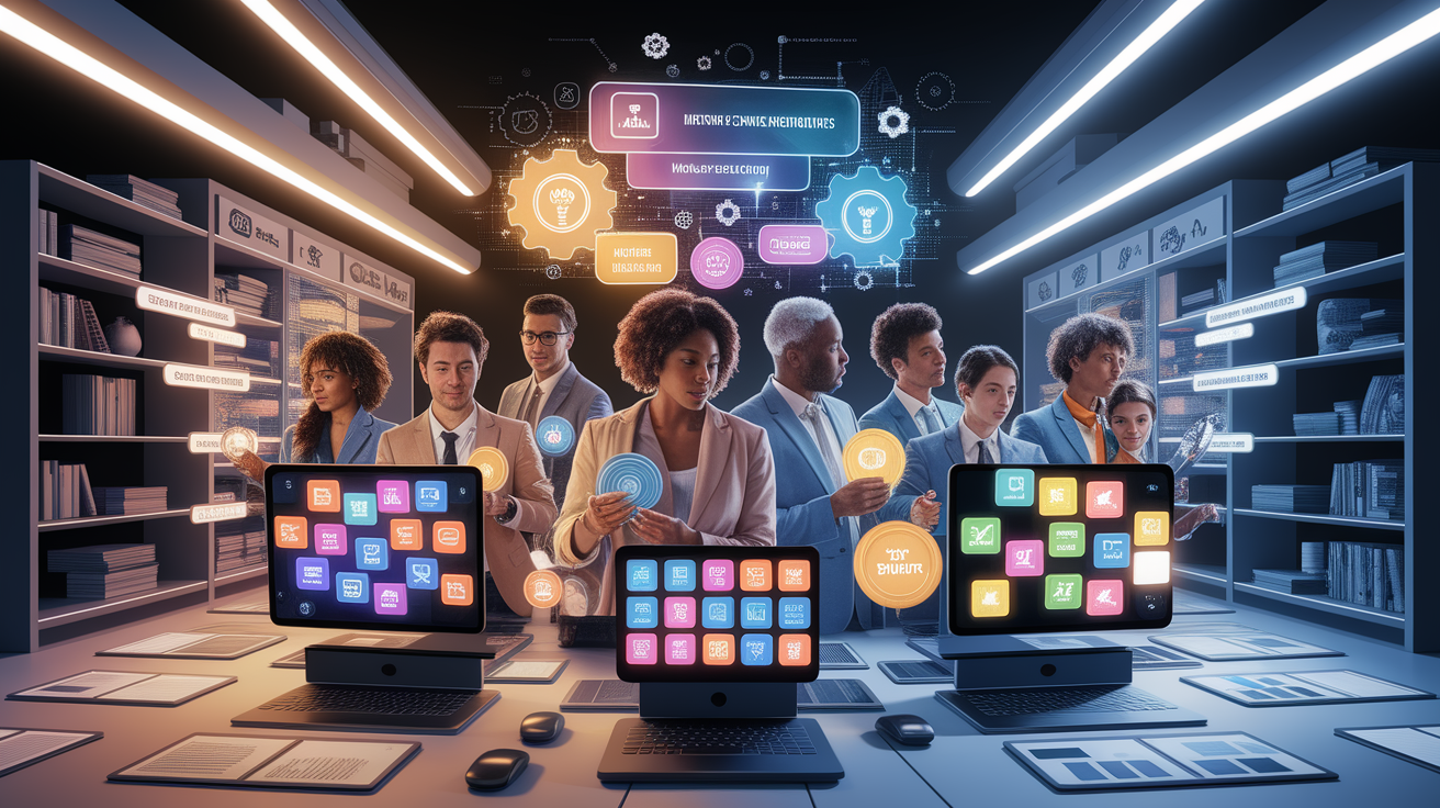 A conceptual illustration representing Selecting the Right Micro-Credentials. Visualize the main ideas: . Creative but clear representation of the concept. Style: photorealistic. high quality, detailed, professional, clean composition, good lighting, sharp focus, well-composed. high quality, professional, detailed, well-composed