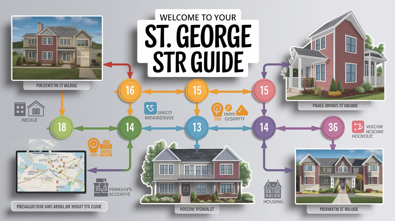 A clear, step-by-step visual illustration showing Welcome to Your St. George STR Guide. Focus on . Include visual elements like arrows, numbered steps, or sequential flow. Professional and instructional style. Style: photorealistic. high quality, detailed, professional, clean composition, good lighting, sharp focus, well-composed. high quality, professional, detailed, well-composed