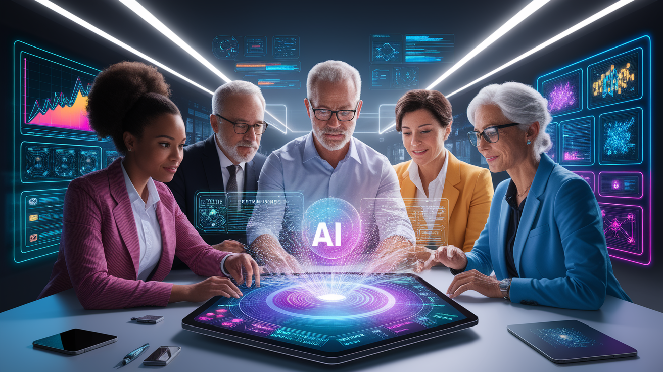A conceptual illustration representing AI Literacy Unlocked: Getting Started. Visualize the main ideas: . Creative but clear representation of the concept. Style: photorealistic. high quality, detailed, professional, clean composition, good lighting, sharp focus, well-composed. high quality, professional, detailed, well-composed