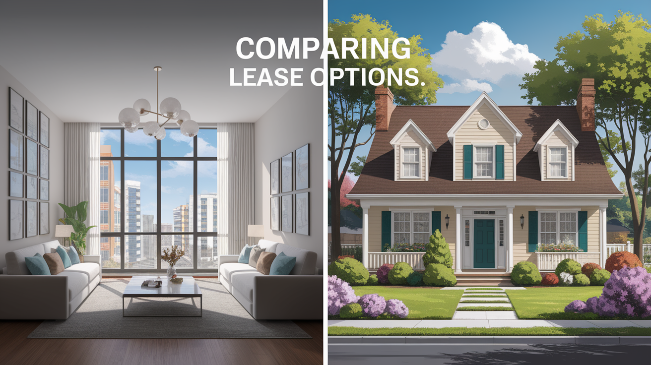 A conceptual illustration representing Comparing Lease Options. Visualize the main ideas: . Creative but clear representation of the concept. Style: photorealistic. high quality, detailed, professional, clean composition, good lighting, sharp focus, well-composed. high quality, professional, detailed, well-composed