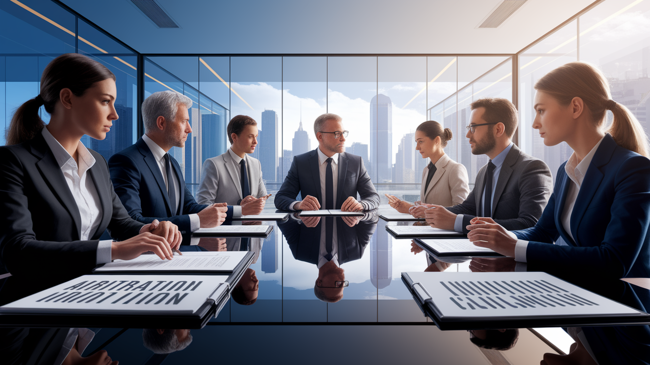 A conceptual illustration representing Negotiating or Opting Out of Arbitration Clauses. Visualize the main ideas: . Creative but clear representation of the concept. Style: photorealistic. high quality, detailed, professional, clean composition, good lighting, sharp focus, well-composed. high quality, professional, detailed, well-composed