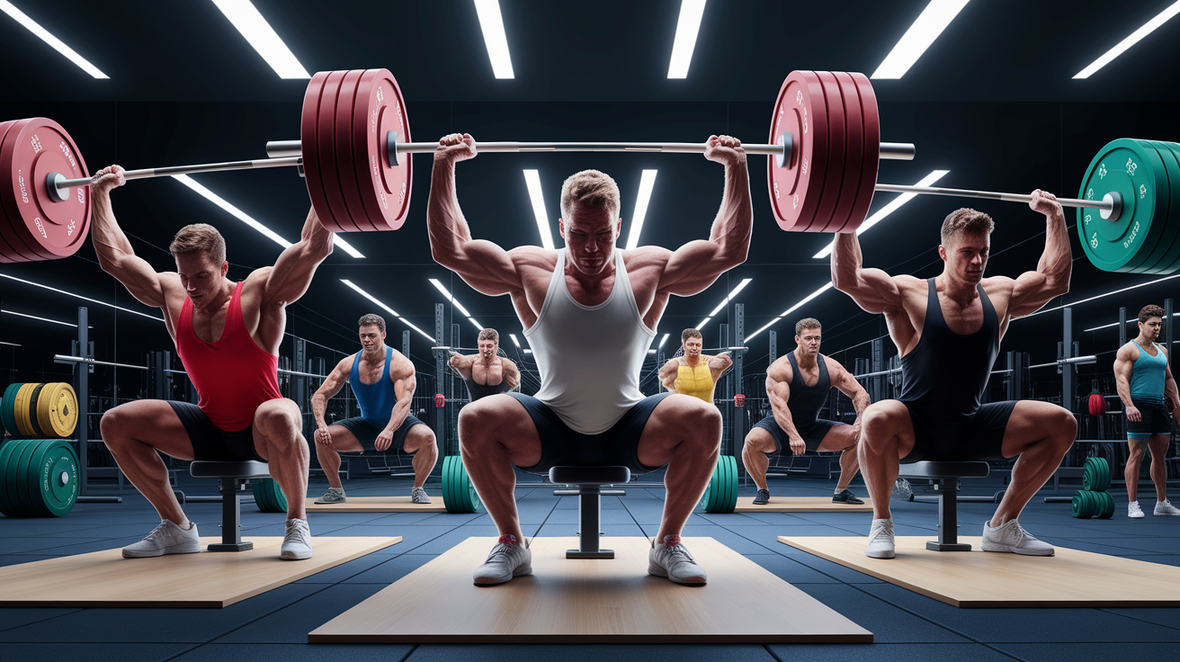 A conceptual illustration representing The Big Five Compound Lifts. Visualize the main ideas: . Creative but clear representation of the concept. Style: photorealistic. high quality, detailed, professional, clean composition, good lighting, sharp focus, well-composed. high quality, professional, detailed, well-composed