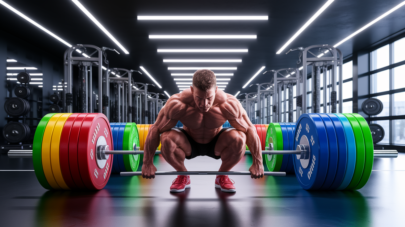 A conceptual illustration representing Turning 1RM into Workout Weights. Visualize the main ideas: . Creative but clear representation of the concept. Style: photorealistic. high quality, detailed, professional, clean composition, good lighting, sharp focus, well-composed. high quality, professional, detailed, well-composed
