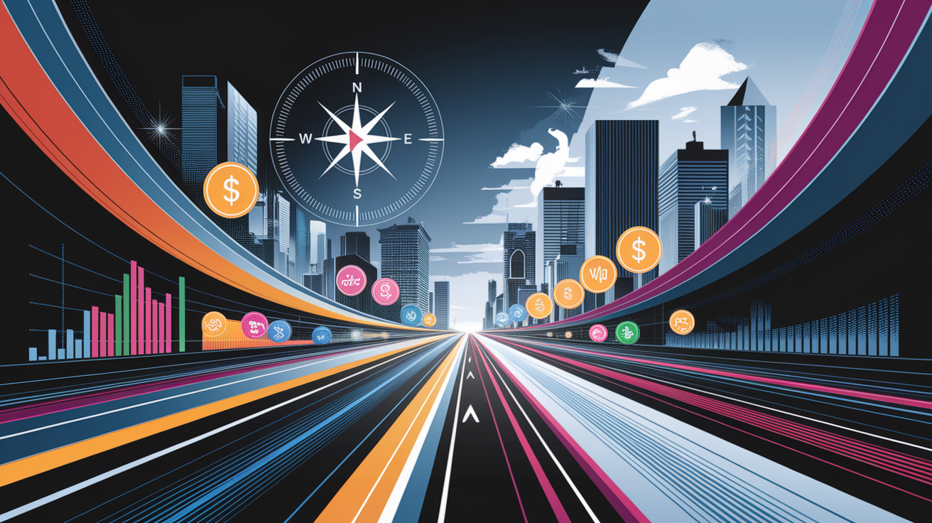 A conceptual illustration representing Navigate Regulations and Financing Options. Visualize the main ideas: . Creative but clear representation of the concept. Style: Visual Theme: Clean, modern aesthetic with high contrast and vibrant energy. Emphasize the intersect. high quality, detailed, professional, clean composition, good lighting, sharp focus, well-composed. high quality, professional, detailed, well-composed