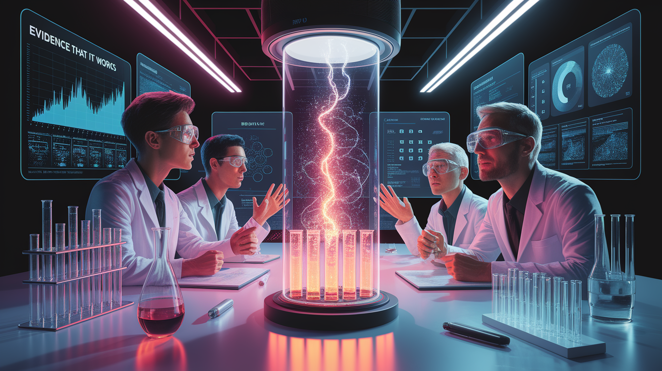 A conceptual illustration representing Evidence That It Works. Visualize the main ideas: . Creative but clear representation of the concept. Style: photorealistic. high quality, detailed, professional, clean composition, good lighting, sharp focus, well-composed. high quality, professional, detailed, well-composed