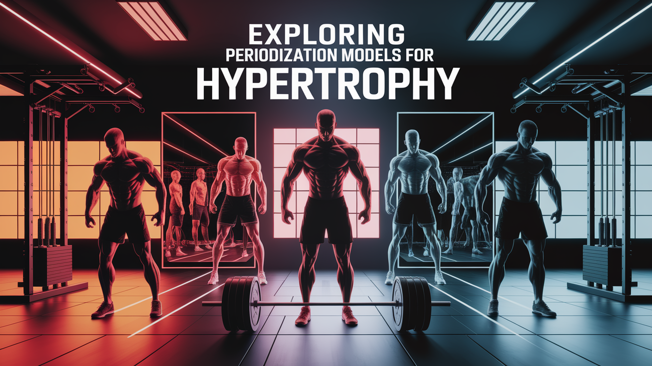A conceptual illustration representing Exploring Periodization Models for Hypertrophy. Visualize the main ideas: . Creative but clear representation of the concept. Style: photorealistic. high quality, detailed, professional, clean composition, good lighting, sharp focus, well-composed. high quality, professional, detailed, well-composed