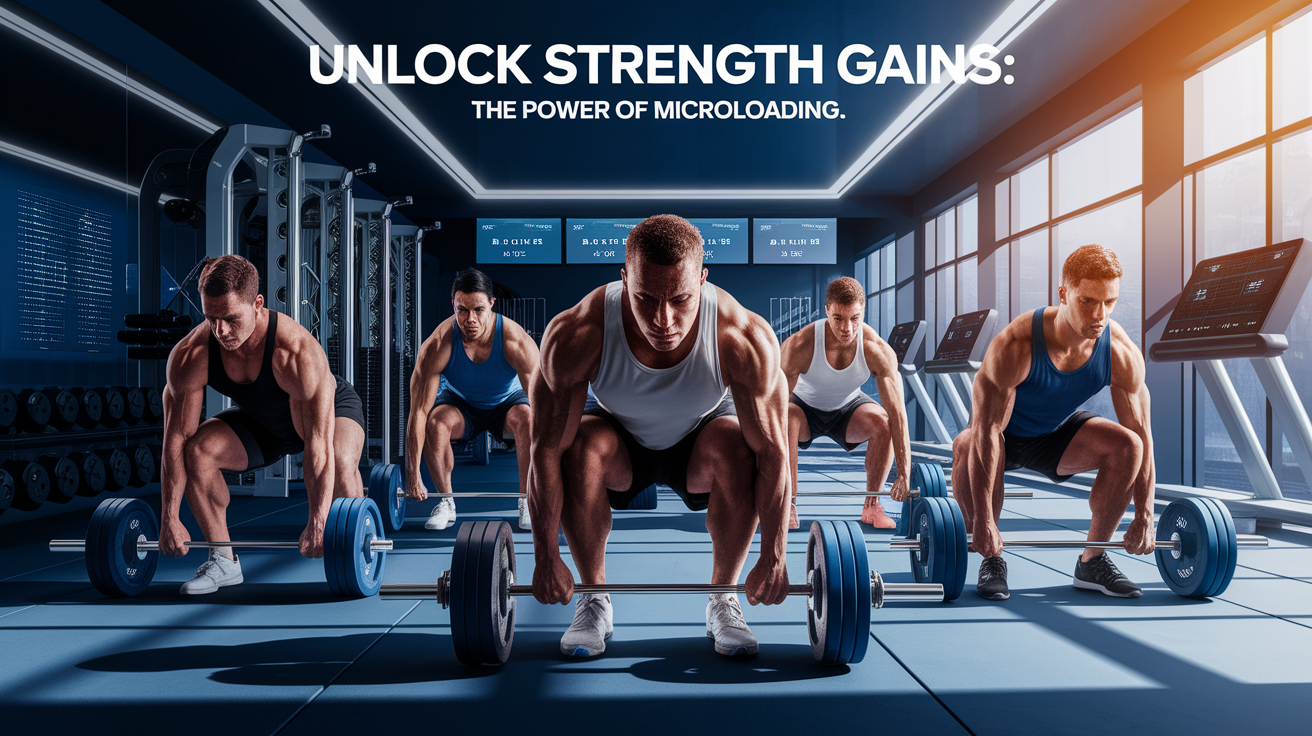 A conceptual illustration representing Unlock Strength Gains: The Power of Microloading. Visualize the main ideas: . Creative but clear representation of the concept. Style: photorealistic. high quality, detailed, professional, clean composition, good lighting, sharp focus, well-composed. high quality, professional, detailed, well-composed