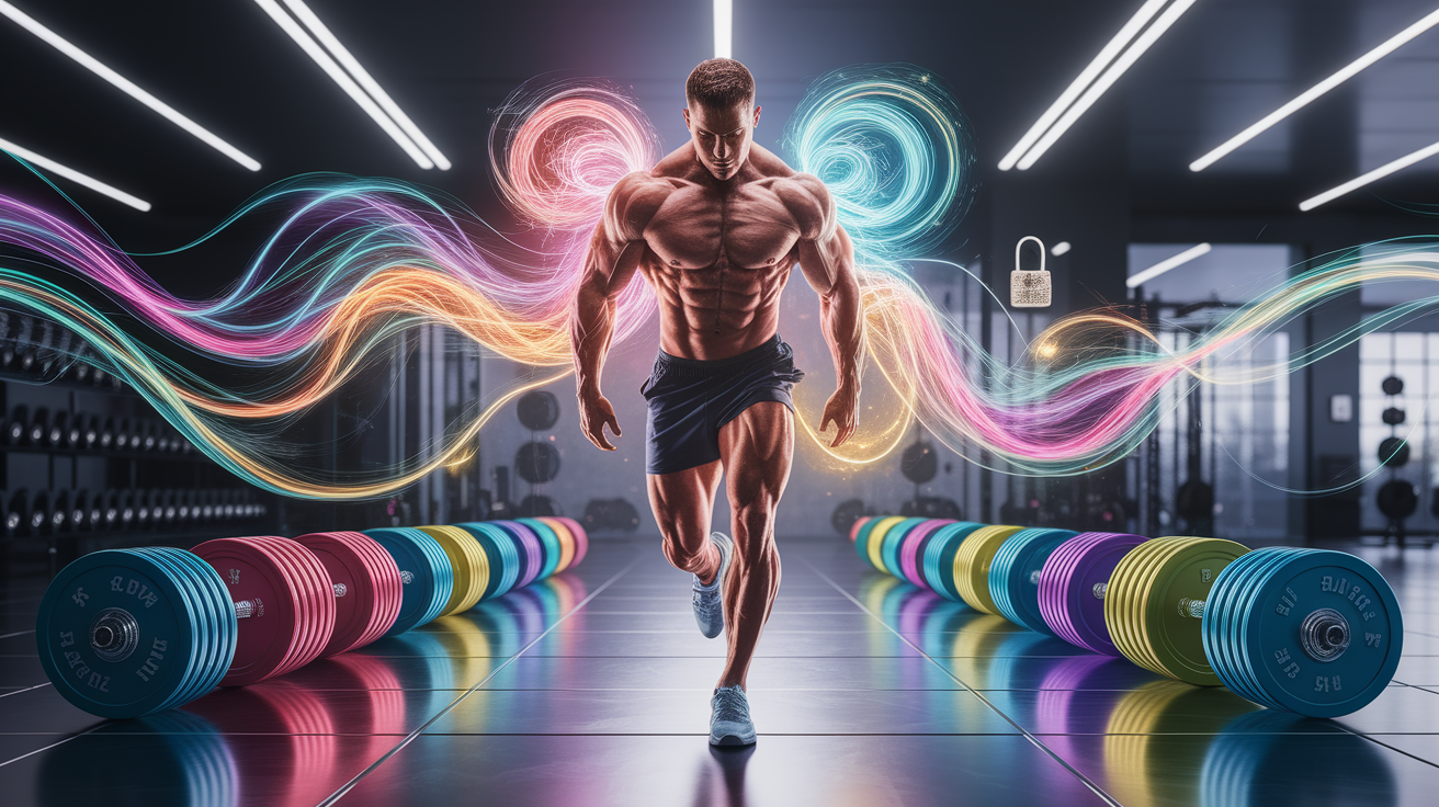 A conceptual illustration representing Tempo Unleashed: Unlocking Superior Muscle Growth. Visualize the main ideas: . Creative but clear representation of the concept. Style: photorealistic. high quality, detailed, professional, clean composition, good lighting, sharp focus, well-composed. high quality, professional, detailed, well-composed
