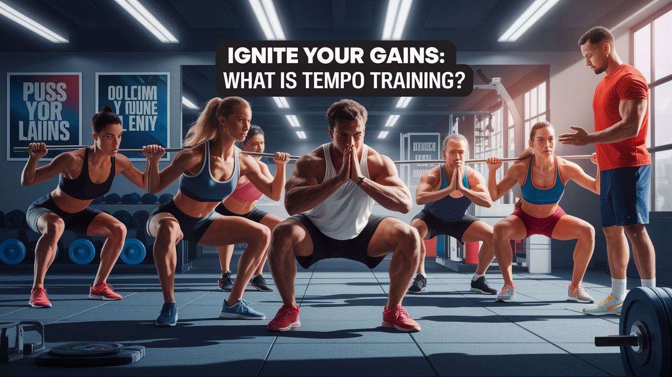 A conceptual illustration representing Ignite Your Gains: What is Tempo Training?. Visualize the main ideas: . Creative but clear representation of the concept. Style: photorealistic. high quality, detailed, professional, clean composition, good lighting, sharp focus, well-composed. high quality, professional, detailed, well-composed