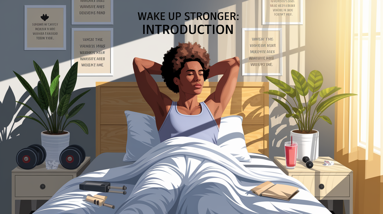 A conceptual illustration representing Wake Up Stronger: Introduction. Visualize the main ideas: . Creative but clear representation of the concept. Style: photorealistic. high quality, detailed, professional, clean composition, good lighting, sharp focus, well-composed. high quality, professional, detailed, well-composed
