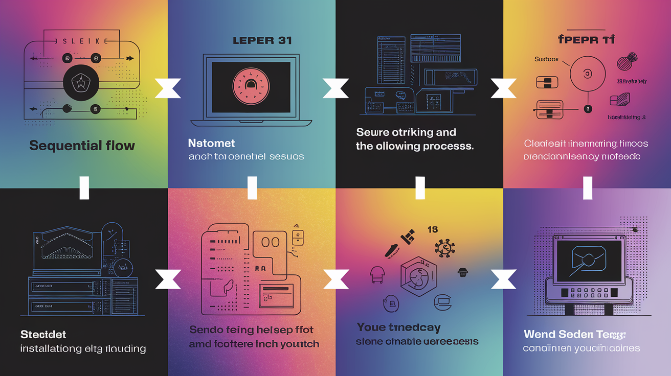 A clear, step-by-step visual illustration showing Deployment and Installation Process. Focus on . Include visual elements like arrows, numbered steps, or sequential flow. Professional and instructional style. Style: Visual Theme: Clean, modern aesthetic with high contrast and vibrant energy. Emphasize the intersect. high quality, detailed, professional, clean composition, good lighting, sharp focus, well-composed. high quality, professional, detailed, well-composed