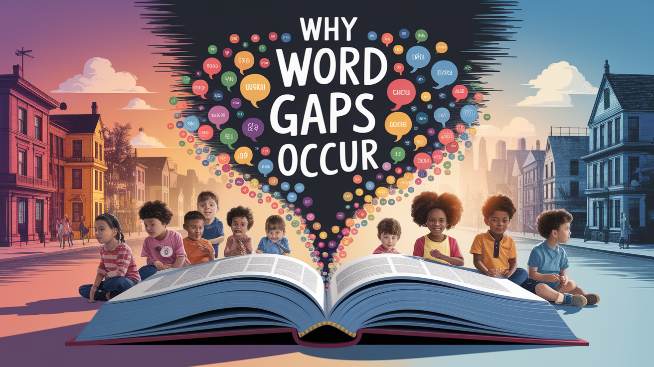 A conceptual illustration representing Why Word Gaps Occur. Visualize the main ideas: . Creative but clear representation of the concept. Style: photorealistic. high quality, detailed, professional, clean composition, good lighting, sharp focus, well-composed. high quality, professional, detailed, well-composed