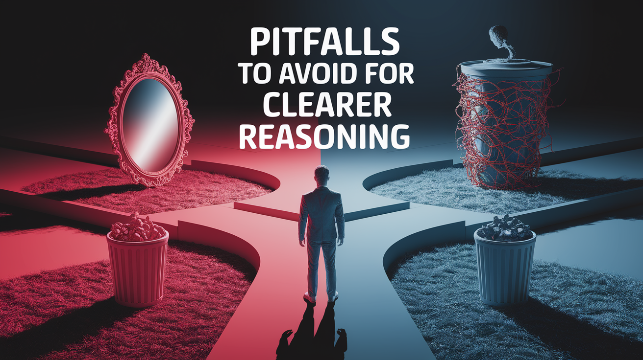 A conceptual illustration representing Pitfalls to Avoid for Clearer Reasoning. Visualize the main ideas: . Creative but clear representation of the concept. Style: photorealistic. high quality, detailed, professional, clean composition, good lighting, sharp focus, well-composed. high quality, professional, detailed, well-composed