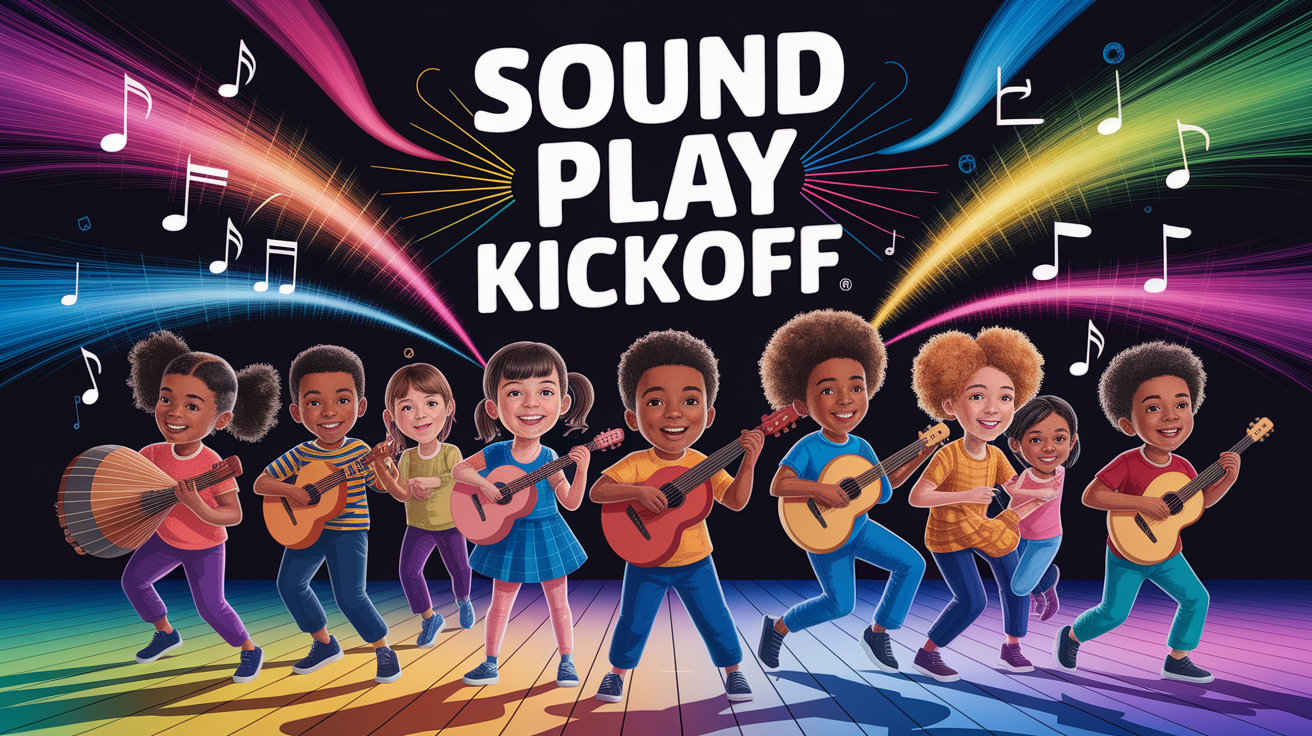 A conceptual illustration representing Sound Play Kickoff. Visualize the main ideas: . Creative but clear representation of the concept. Style: photorealistic. high quality, detailed, professional, clean composition, good lighting, sharp focus, well-composed. high quality, professional, detailed, well-composed