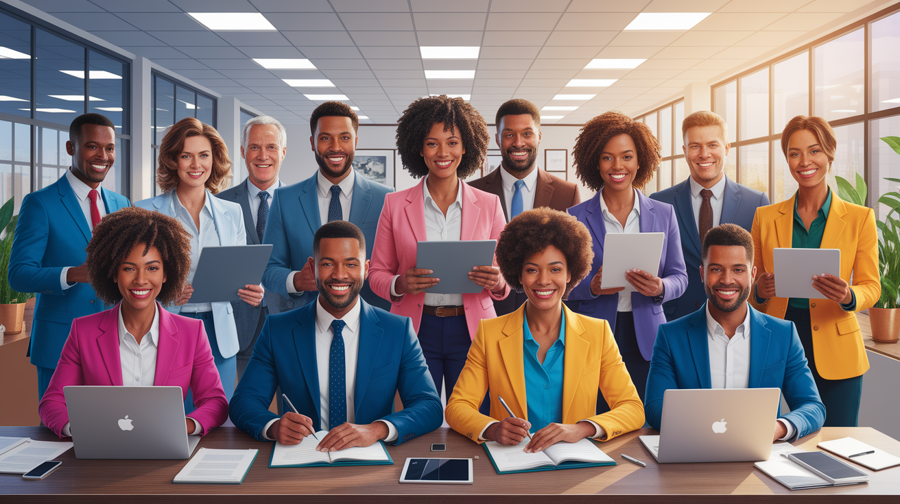 A conceptual illustration representing Public Workforce Services. Visualize the main ideas: . Creative but clear representation of the concept. Style: photorealistic. high quality, detailed, professional, clean composition, good lighting, sharp focus, well-composed. high quality, professional, detailed, well-composed