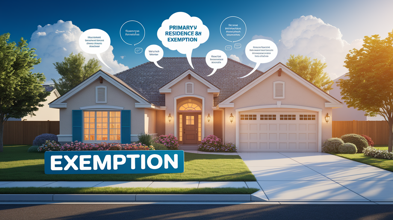 A conceptual illustration representing Primary Residence Exemption Explained. Visualize the main ideas: . Creative but clear representation of the concept. Style: photorealistic. high quality, detailed, professional, clean composition, good lighting, sharp focus, well-composed. high quality, professional, detailed, well-composed