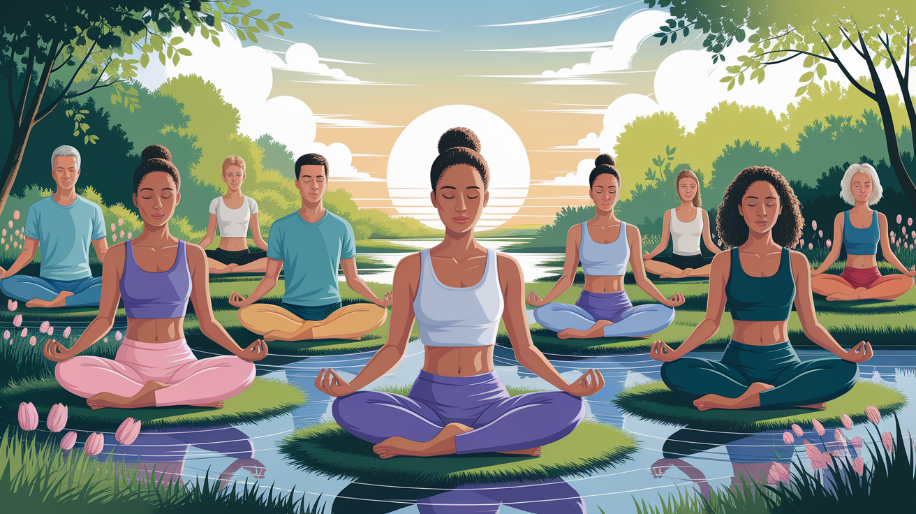 A conceptual illustration representing Mindfulness and Relaxation Strategies. Visualize the main ideas: . Creative but clear representation of the concept. Style: photorealistic. high quality, detailed, professional, clean composition, good lighting, sharp focus, well-composed. high quality, professional, detailed, well-composed