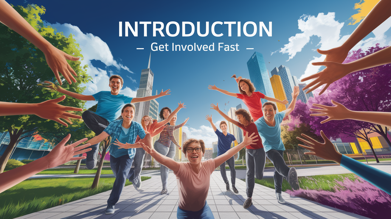 A conceptual illustration representing Introduction â€” Get Involved Fast. Visualize the main ideas: . Creative but clear representation of the concept. Style: photorealistic. high quality, detailed, professional, clean composition, good lighting, sharp focus, well-composed. high quality, professional, detailed, well-composed