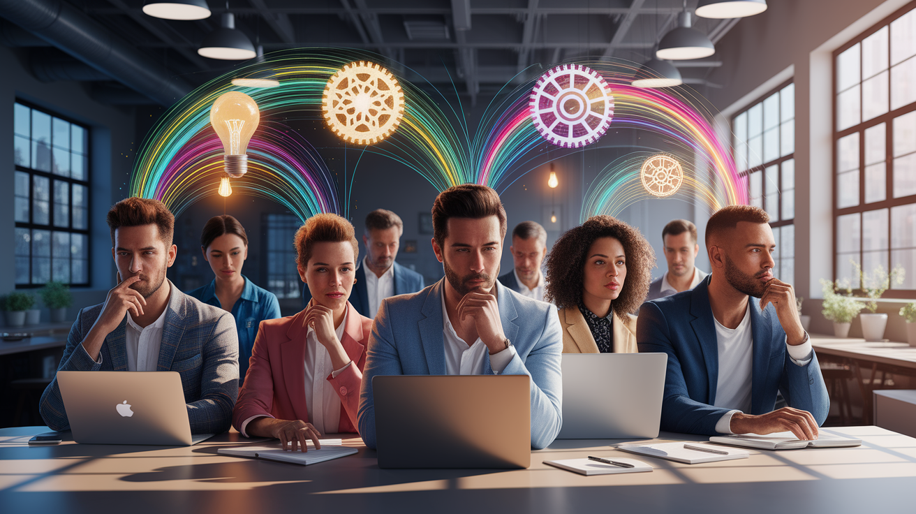 A conceptual illustration representing Sparking Reflective Thinkers. Visualize the main ideas: . Creative but clear representation of the concept. Style: photorealistic. high quality, detailed, professional, clean composition, good lighting, sharp focus, well-composed. high quality, professional, detailed, well-composed