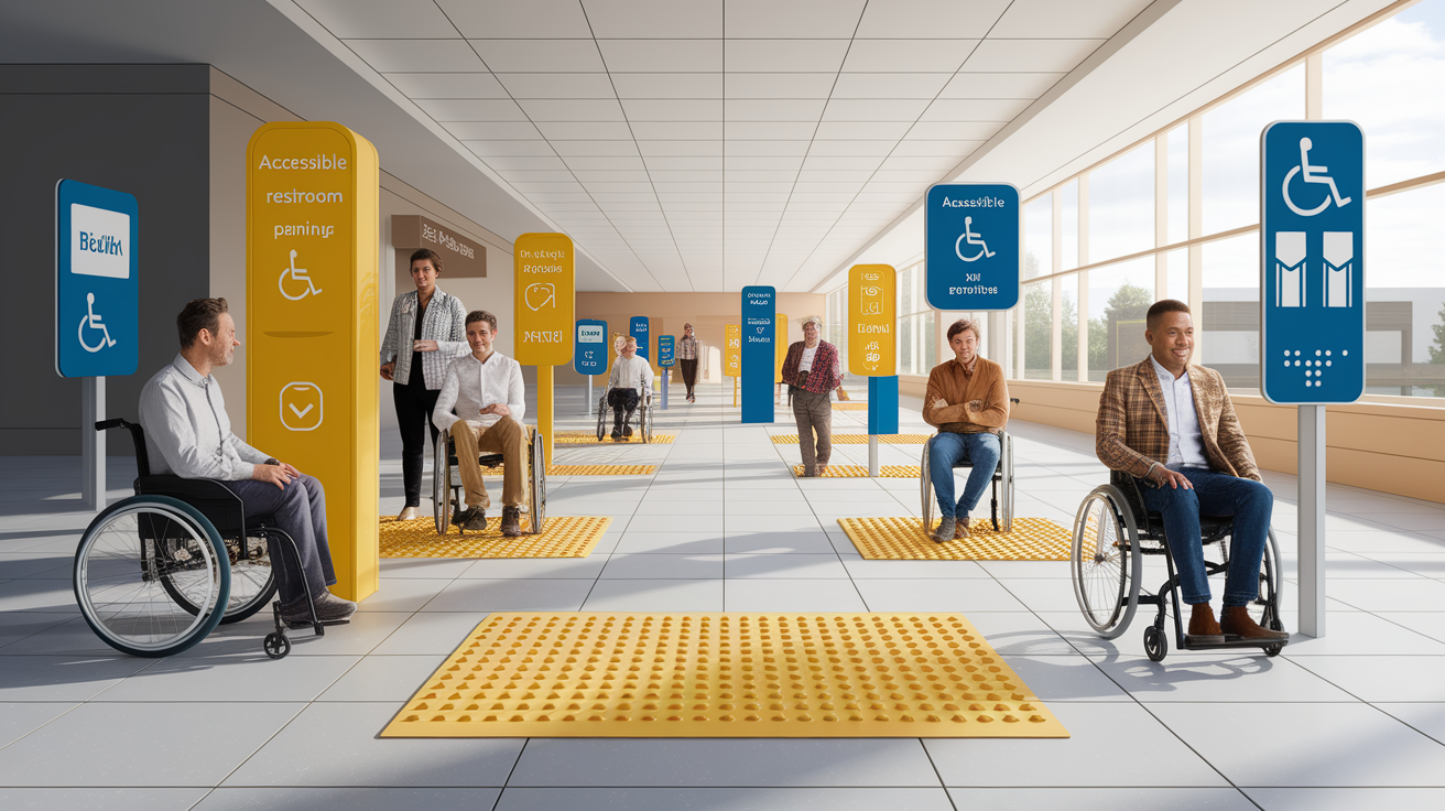 A conceptual illustration representing ADA Accessibility Essentials. Visualize the main ideas: . Creative but clear representation of the concept. Style: photorealistic. high quality, detailed, professional, clean composition, good lighting, sharp focus, well-composed. high quality, professional, detailed, well-composed