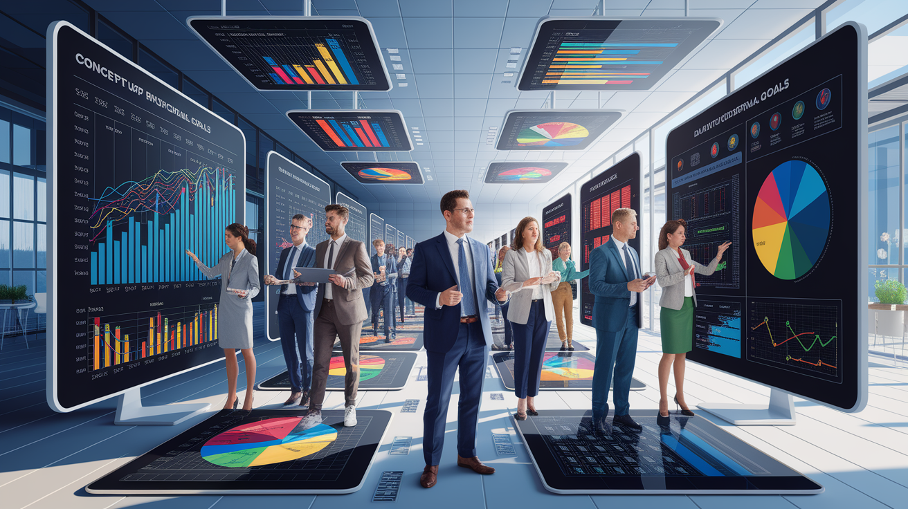 A conceptual illustration representing Aligning Charts with Instructional Goals. Visualize the main ideas: . Creative but clear representation of the concept. Style: photorealistic. high quality, detailed, professional, clean composition, good lighting, sharp focus, well-composed. high quality, professional, detailed, well-composed