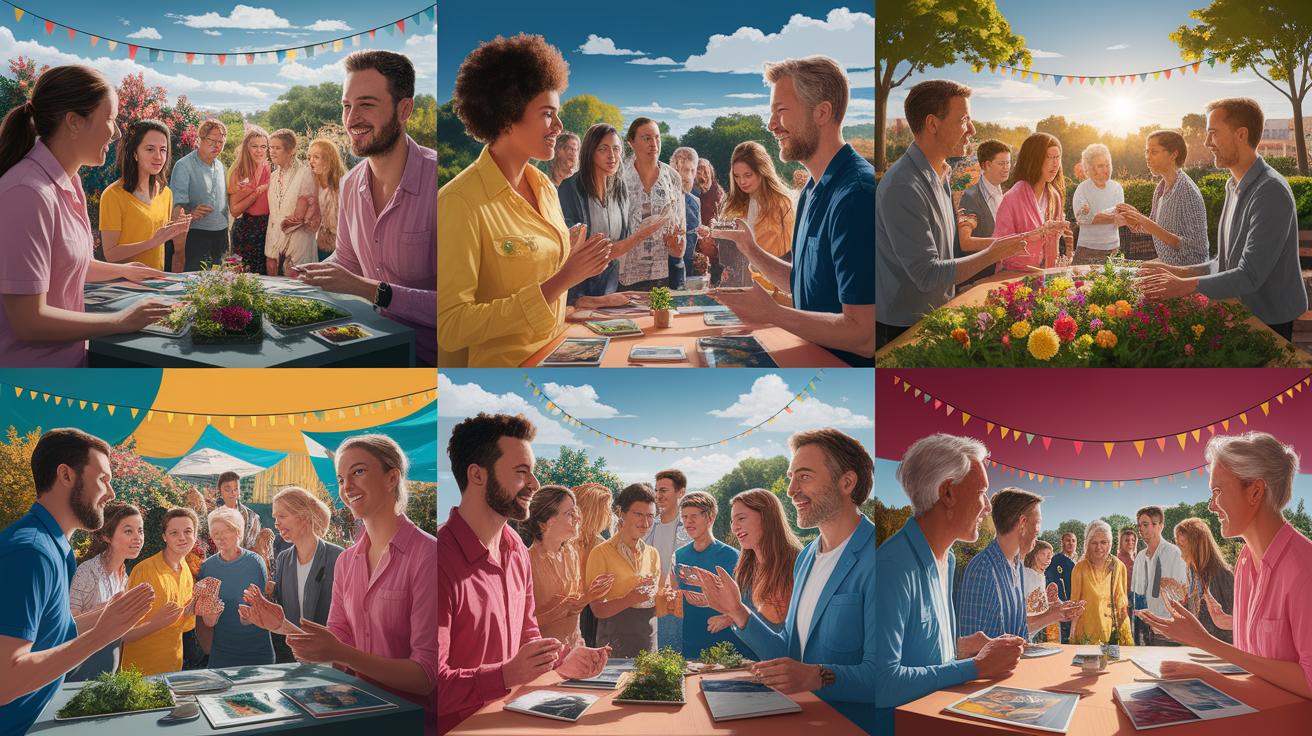 A conceptual illustration representing Ongoing Engagement and Community Impact. Visualize the main ideas: . Creative but clear representation of the concept. Style: photorealistic. high quality, detailed, professional, clean composition, good lighting, sharp focus, well-composed. high quality, professional, detailed, well-composed