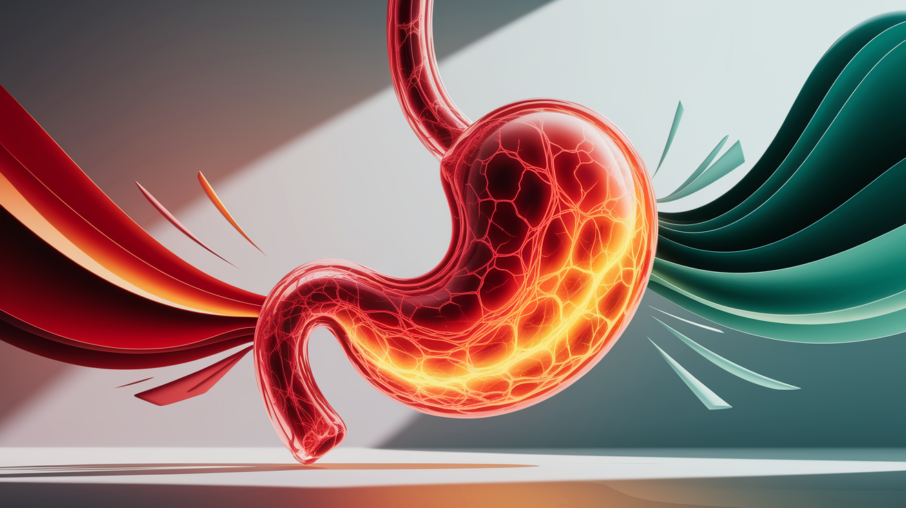 A conceptual illustration representing Your Upset Stomach and Inflammation. Visualize the main ideas: . Creative but clear representation of the concept. Style: photorealistic. high quality, detailed, professional, clean composition, good lighting, sharp focus, well-composed. high quality, professional, detailed, well-composed
