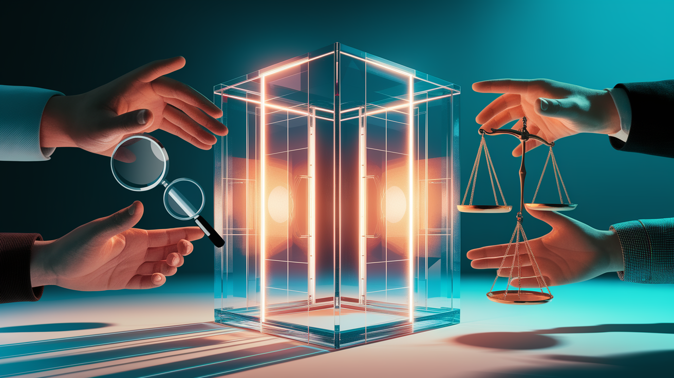 A conceptual illustration representing Ensuring Transparency and Accountability. Visualize the main ideas: . Creative but clear representation of the concept. Style: photorealistic. high quality, detailed, professional, clean composition, good lighting, sharp focus, well-composed. high quality, professional, detailed, well-composed